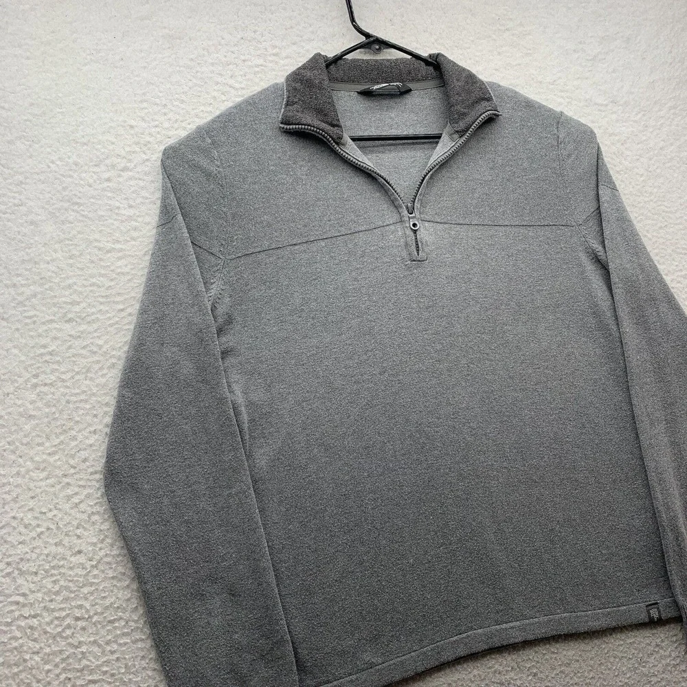 The North Face Knit Jacket Mens Medium‎ Wool Blend Gray 1/4 Zip Hiking Outdoors
